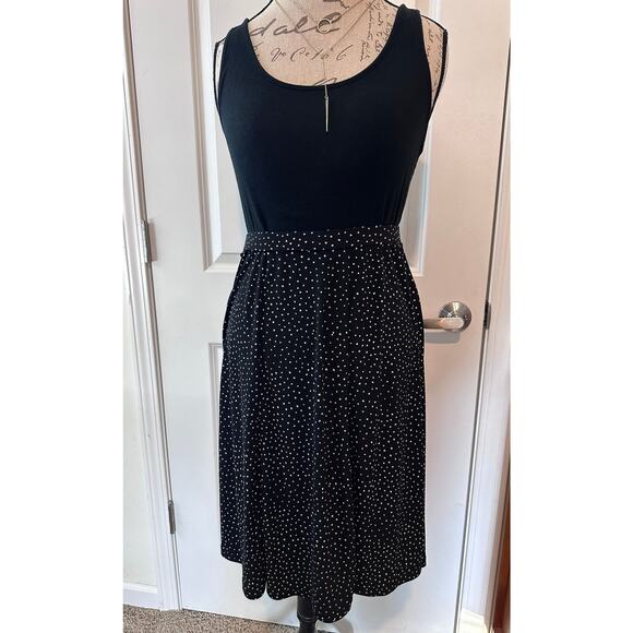 Liz & Co Liz Claiborne Womens sz XL Elastic Waist Polka Dot Black Skirt Y2K Work - Picture 2 of 8